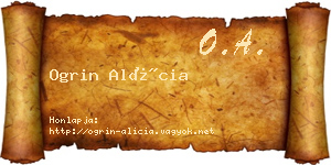 Ogrin Alícia névjegykártya